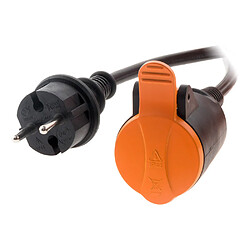 Rallonge étanche 2P H05VV-F 2x 1,5mm² 25m avec clip de fixation orange - Zenitech