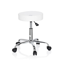 Tabouret / siège pivotant / siège technique OPERATOR II simili-cuir blanc chrome hjh OFFICE pas cher