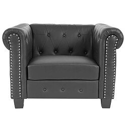 Mendler Fauteuil de luxe lounge relax Chesterfield similicuir ~ pieds carrés, noir