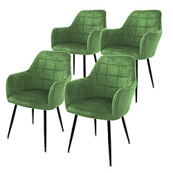 ML-Design Lot de 4 chaises de salle à manger avec dossier et accoudoirs, vert clair