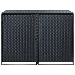 vidaXL Abris pour poubelle double Résine tressée Noir 148x80x111 cm