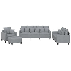 Maison Chic Ensemble de canapés 4 pcs coussins, Canapé droit Sofa pour Salon gris clair tissu -GKD106165