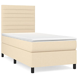 Maison Chic Structures de lit + matelas,Lit à sommier tapissier avec matelas Crème 80x200 cm Tissu -MN19704