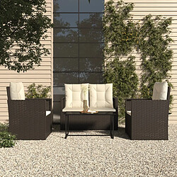 Maison Chic Salon de jardin 4 pcs avec coussins - Table et chaises d'extérieur - Mobilier/Meubles de jardin Moderne résine tressée noir -MN62284