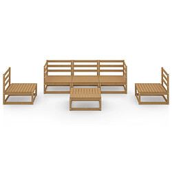 Avis Maison Chic Salon de jardin 6 pcs - Table et chaises d'extérieur - Mobilier/Meubles de jardin Moderne marron miel bois de pin massif -MN17562