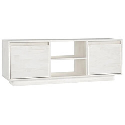 Maison Chic Meuble TV scandinave - Banc TV pour salon Blanc 110x30x40 cm Bois de pin massif -MN25046