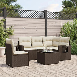 vidaXL Salon de jardin avec coussins 6 pcs marron résine tressée