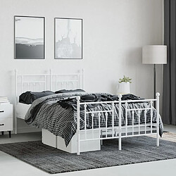 Avis Maison Chic Lit adulte - Lit simple Cadre de lit métal avec tête de lit/pied de lit,Structure du lit Contemporain pour chambre blanc 135x190cm -MN60224