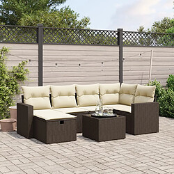 vidaXL Salon de jardin avec coussins 7 pcs marron résine tressée