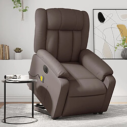 Maison Chic Fauteuil Relax pour salon, Fauteuil inclinable de massage électrique marron similicuir -GKD77737