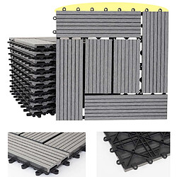 Acheter Decoshop26 Carrelage de sol WPC balcon terrasse aspect bois 11 pièces 30x30cm 1m² décalage en teck gris 04_0005436