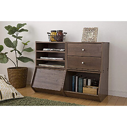 Avis Iris Ohyama, Étagère/Meuble de rangement empilable 3 étages en bois - Boîte de rangement empilable modulaire en bois STB-400T - Chêne brun, L40 x P28,7 x H30,5 cm 531482