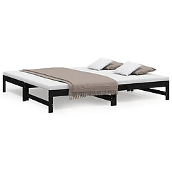 vidaXL Lit coulissant sans matelas noir 2x(100x200) cm