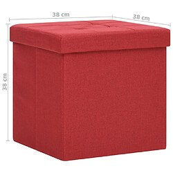 vidaXL Tabouret de rangement pliable Rouge bordeaux Faux lin pas cher