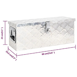 vidaXL Boîte de rangement Argenté 60x23,5x23 cm Aluminium pas cher