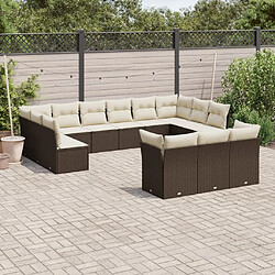 Maison Chic Salon de jardin avec coussins 13 pcs, Ensemble Tables et chaises de jardin, marron résine tressée -GKD415920