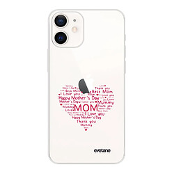 Coque iPhone 12 mini souple transparente FDM Coeur Motif Ecriture Tendance Evetane