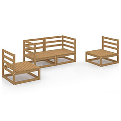 Maison Chic Salon de jardin 4 pcs - Table et chaises d'extérieur - Mobilier/Meubles de jardin Moderne marron miel bois de pin massif -MN89102