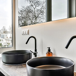 Acheter ML DESIGN MODERN LIVING Lavabo en céramique noir mat vasque à poser ronde pour salle de bain Ø360x120 mm