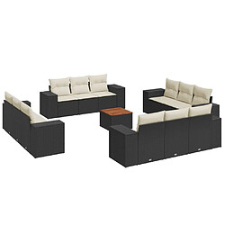 Maison Chic Salon de jardin avec coussins 13 pcs, Ensemble Tables et chaises de jardin, noir résine tressée -GKD837290