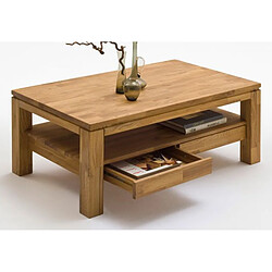 Pegane Table basse coloris chêne noueux huilé - Longueur 115 x Hauteur 54 x Pronfondeur 70 cm pas cher