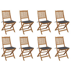 Maison Chic Lot de 8 Chaises pliables d'extérieur avec coussins | chaises Relax de jardin Bois d'acacia -GKD54743