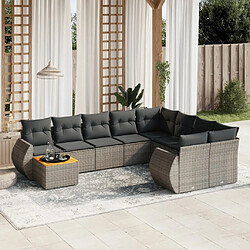 Maison Chic Salon de jardin avec coussins 10 pcs | Ensemble de Table et chaises | Mobilier d'Extérieur gris résine tressée -GKD16199