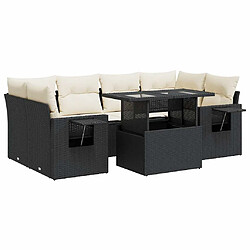 vidaXL Salon de jardin 7 pcs avec coussins noir résine tressée