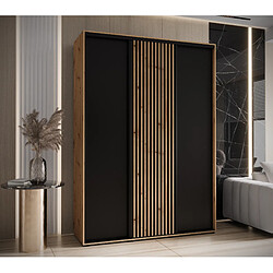 Abiks Meble Armoire LANKO 1 À Portes Coulissantes 235,2/180/60 3 Portes (Artisan/Noir)