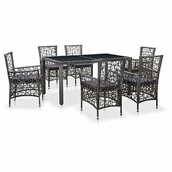 Maison Chic Mobilier à dîner 7 pcs de jardin - Ensemble table et chaises d'extérieur - Salon/Mobilier de jardin classique Résine tressée Gris -MN50247