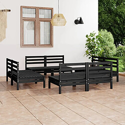 vidaXL Salon de jardin 8 pcs Noir Bois de pin massif