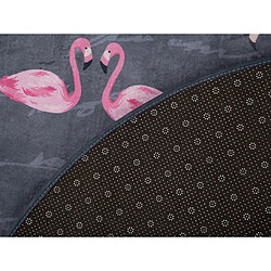 Beliani Tapis gris rond avec flamant rose KERTE pas cher