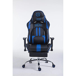 Decoshop26 Fauteuil de bureau gamer avec repose-pieds extensible mécanisme de bascule en PVC noir / bleu 10_0002743