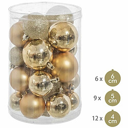 BigBuy Christmas Boules de Noël Multicouleur Doré Plastique Paillettes 12,5 x 12,5 x 27 cm (27 Unités)