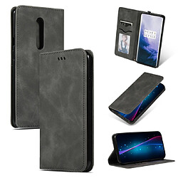 Wewoo Housse Coque Etui en cuir avec rabat horizontal magnétique Business Skin Feel pour OnePlus 7 Pro Gris foncé