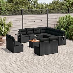 Maison Chic Salon de jardin 12 pcs avec coussins | Ensemble de Table et chaises | Mobilier d'Extérieur noir résine tressée -GKD36347