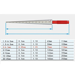 Avis Outil de mesure de trou d'épaisseur de jauge de cône métrique précision 0.1mm 3mm-15mm