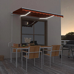 Maison Chic Auvent automatique | Store banne extérieur | Marquise capteur de vent/LED 350x250 cm Orange/marron -MN19930