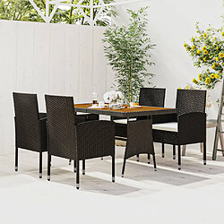 vidaXL Mobilier à dîner d'extérieur 5 pcs Résine tressée Noir