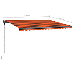 vidaXL Auvent manuel rétractable avec LED 450x300 cm Orange et marron pas cher