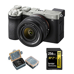 Sony A7C II Kit (28-60mm) Agent Boîtier+Lexar 256GB Professional 2000x UHS-II SDXC Memory Card + Kingma 2000mAh Battery (Sony NP-FZ100)