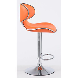 Decoshop26 Tabouret de bar chaise de bar x2 hauteur réglable avec repose pieds en synthétique orange et métal TDB10129