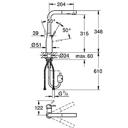 Grohe - Mitigeur évier Essence à bec haut avec douchette extractible 2 jets Supersteel - 30270DC0