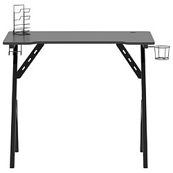 Helloshop26 Bureau table poste de travail meuble d'ordinateur informatique étude de jeu avec pieds en forme de Y 90 x 60 x 75 cm noir 02_0023772