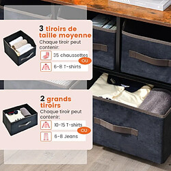 Avis Helloshop26 Commode en tissu avec 5 tiroirs 2 étagères commode meuble de rangement cadre en métal pour salon entrée 84 x 30 x 85 cm 20_0005771