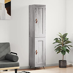 vidaXL Buffet haut Sonoma gris 34,5x34x180 cm Bois d'ingénierie