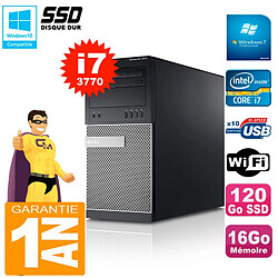 PC Tour DELL 7010 Core I7-3770 RAM 16Go Disque 120 Go SSD Wifi W7 - Occasion