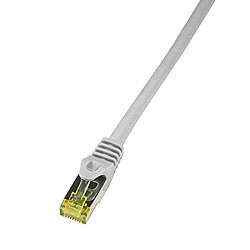 Câble de raccordement réseau LogiLink CQ5042S CQ5042S RJ45 CAT 6A S/FTP 1.5 m gris ignifuge, sans halogène, avec cliquet dencastrement 1 pc(s)