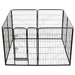 Acheter Helloshop26 Parc pour chiens chiots animaux 8 panneaux acier 80 x 100 cm noir 02_0000567