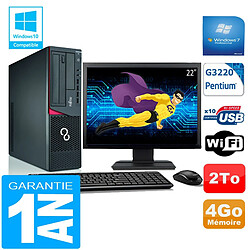 PC Fujitsu Esprimo E720 E85+ SFF G3220 RAM 4Go Disque 2 To Wifi W7 Ecran 22" - Occasion